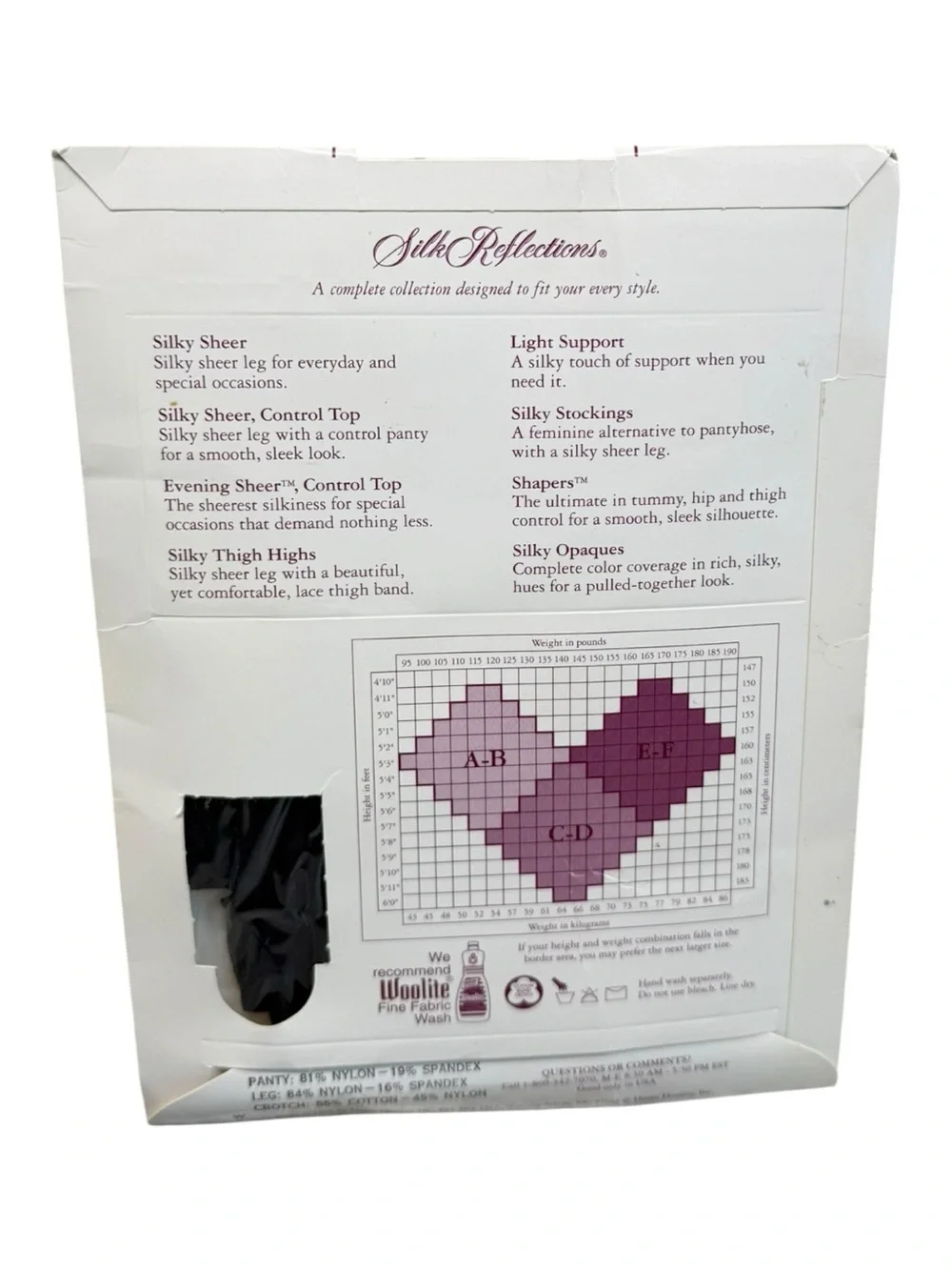 Hanes Celestial Accent Light Control Top Pantyhose Style 774 CD Jet Black